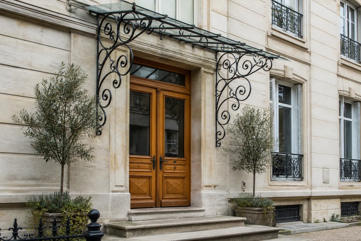 Marquise en fer forgé : styles, vitrage et pose