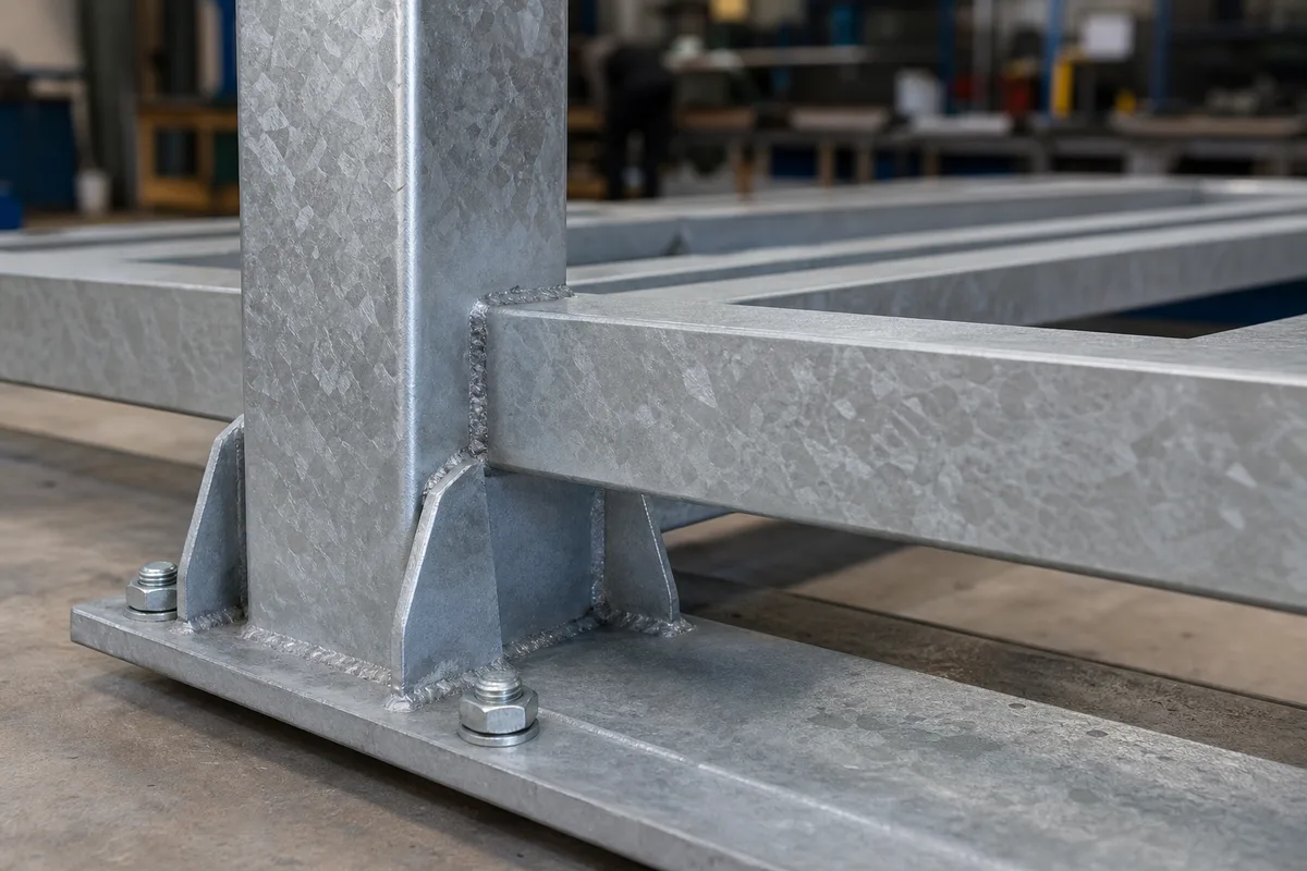 Ossature de pergola en acier galvanisé à chaud au revêtement de zinc gris mat